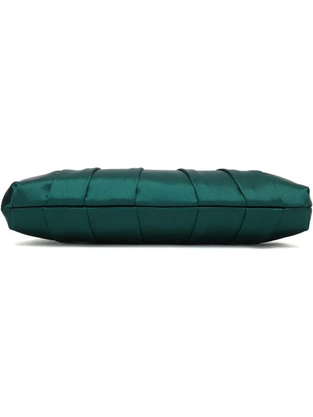 Women's Green Classic Pleated Satin Clutch Purse Diamante Formal Evening Bag